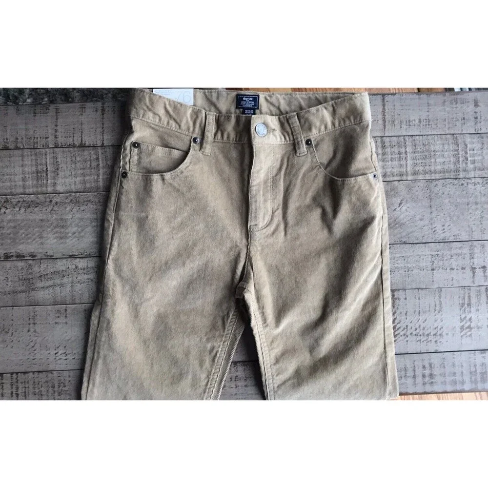 New Gap Boys Pants Cords Beige Skinny Stretch 14 R Cotton Blend Adjustable Waist